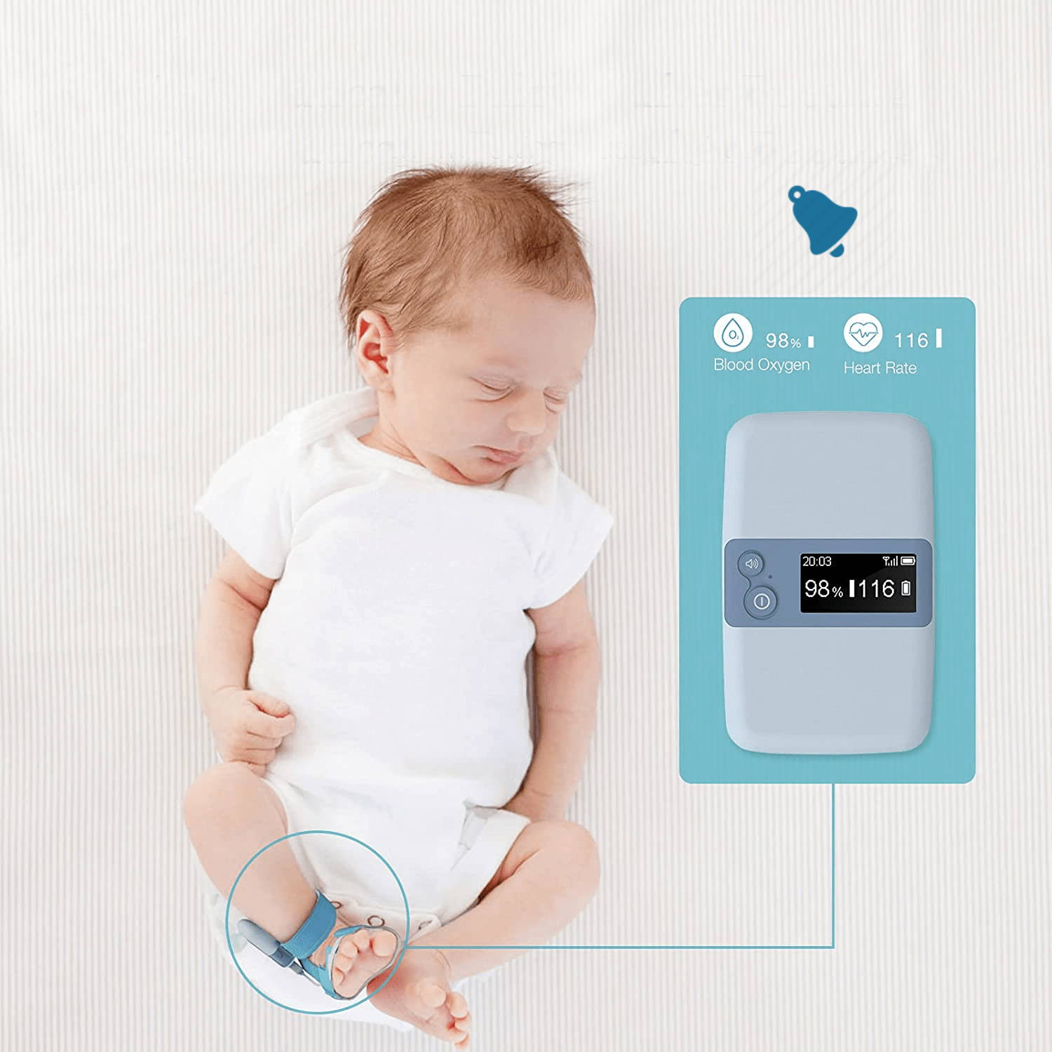 Wellue BabyO2 S2 Baby Oxygen Monitor. Tracking oxygen level for baby